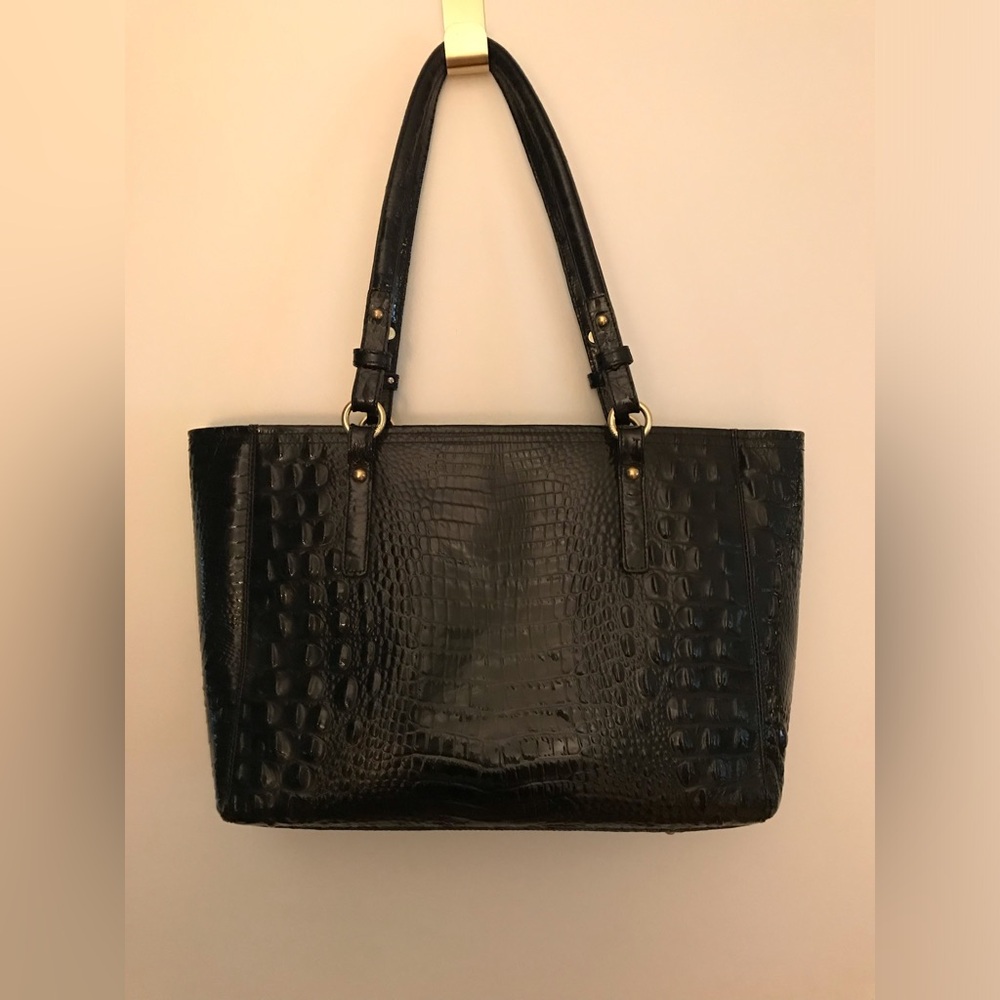 Brahmin Black Croc-Embossed Tote Bag - Picture 2 of 15